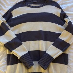 Striped Navy and Cream Women's Sweater